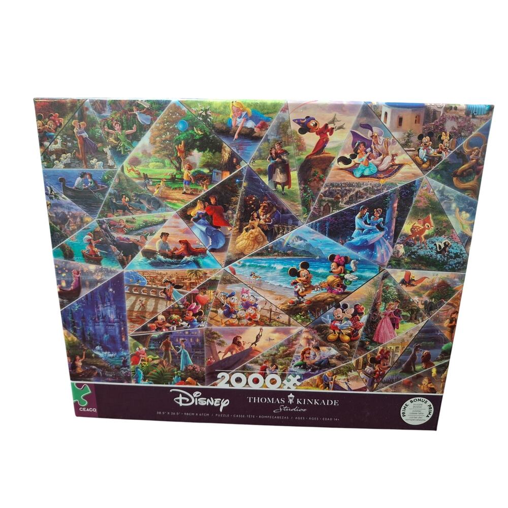 Ceaco Thomas Kinkade Studios Disney Themed 2000 Piece Jigsaw Puzzle w Poster